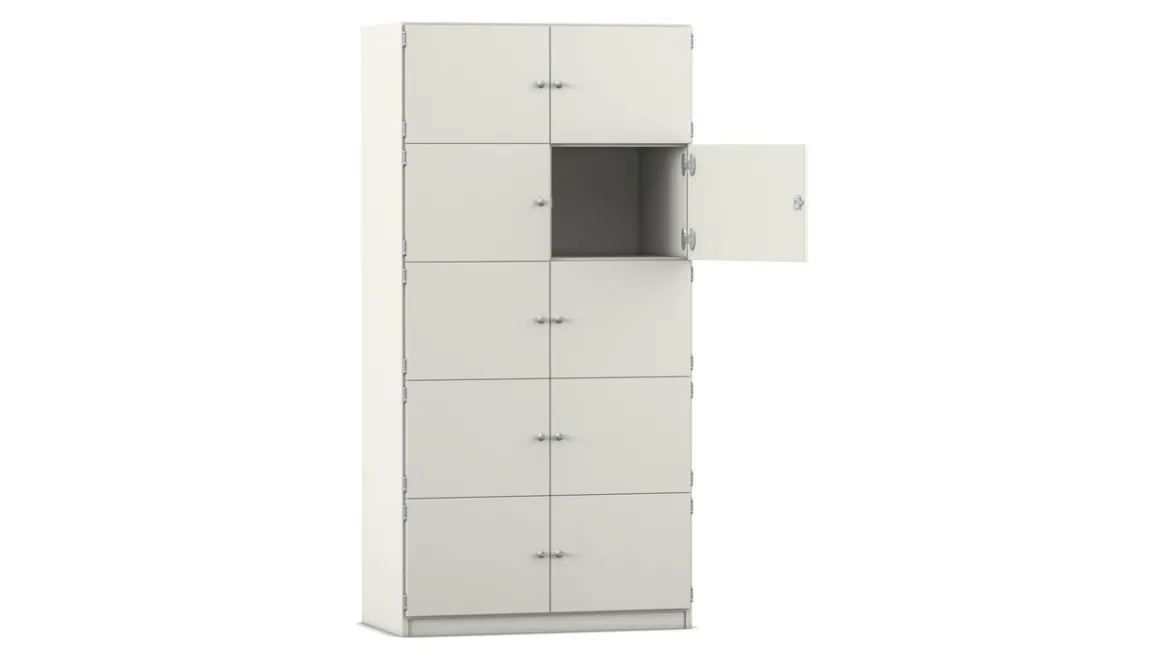 Flexeo Schließfachschrank weiß, 10 geschlossene Fächer, HxBxT: 190x94,4x40 cm