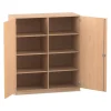 Flexeo® Schrank Buche hell, Dreholive, 8 Fächer, Mittelwand, 2 Türen, HxBxT: 143,9x126,4x50 cm