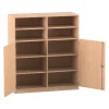 Flexeo® Schrank, Buche hell, 10 Fächer, Mittelwand, 2 Halbtüren, Breite 126,4 cm, Tiefe 50 cm