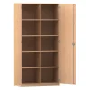 Flexeo® Schrank, Buche hell, 10 Fächer, Mittelwand, 2 Türen, Bogengriff mit Schloss, HxBxT: 190 x 126,4 x 40 cm