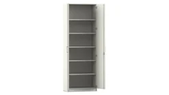 Flexeo® Schrank, Drehtüren, 6 Fächer, Dekor weiß, HxBxT 226,5 x 80 x 42 cm, Bogengriff mit Schloss