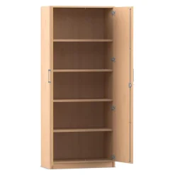 Flexeo Schrank mit Drehtüren, Buche hell, 5 Ordnerhöhen, HxBxT: 190x80x42 cm, Bogengriff mit Schloss