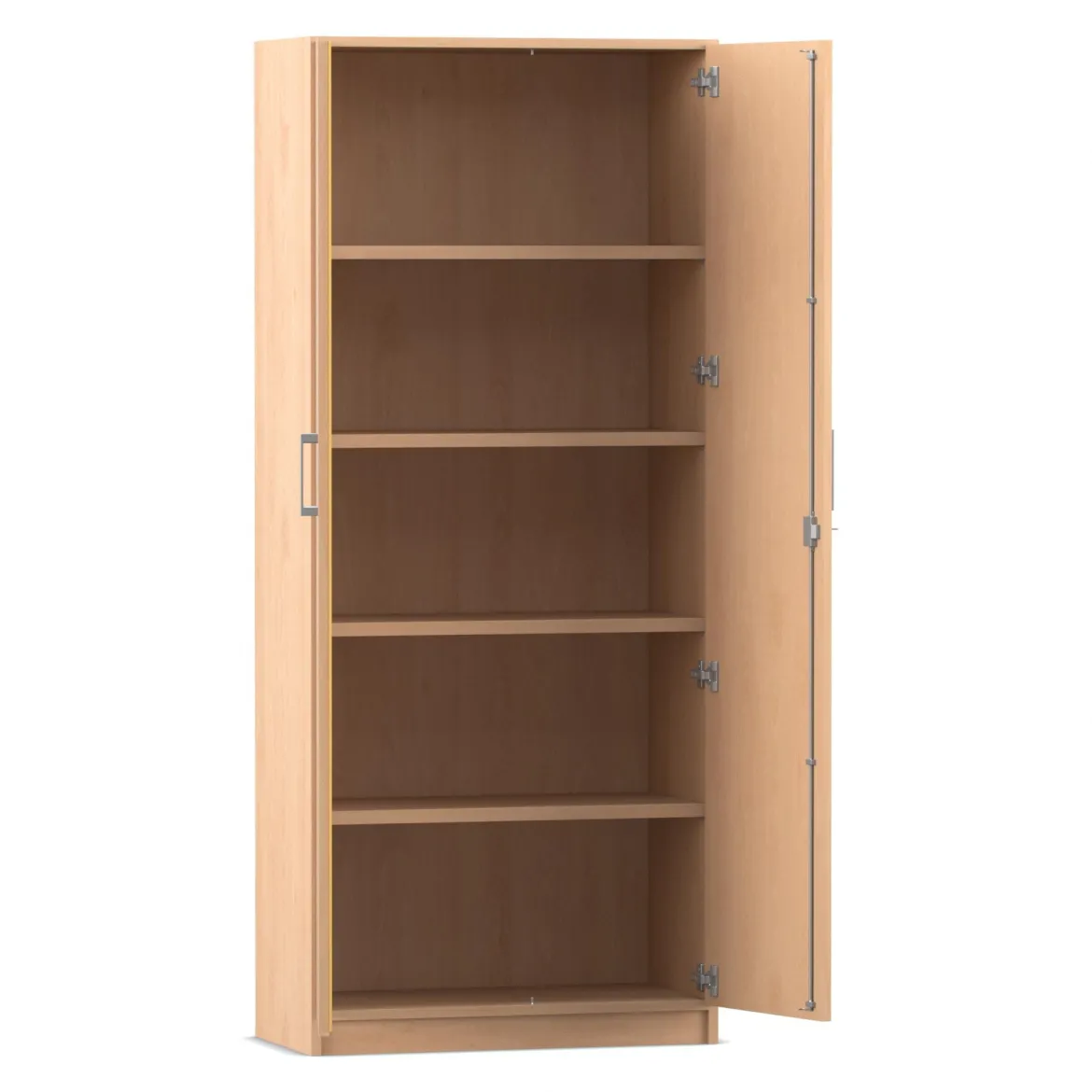 Flexeo Schrank mit Drehtüren, Buche hell, 5 Ordnerhöhen, HxBxT: 190x80x42 cm, Bogengriff mit Schloss