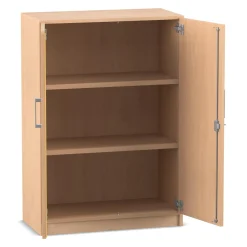 Flexeo Schrank mit Drehtüren, Buche hell, 3 Ordnerhöhen, HxBxT: 115,3x80x42, Bügelgriff eckig mit Schloss