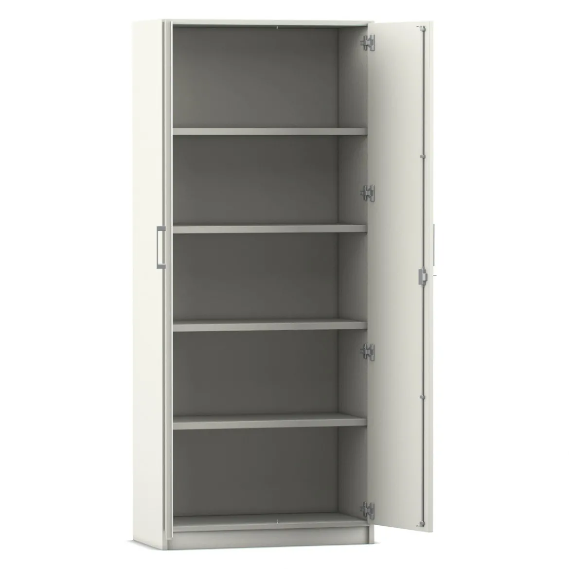 Flexeo Schrank mit Drehtüren, Dekor weiß, 4 Fachböden,HxBxT: 190x80x42 cm, Dreholive