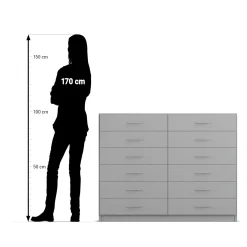 Flexeo Schrank mit 12 kleinen Schubladen, Buche hell, HxBxT: 99,1 x 126,4 x 50 cm