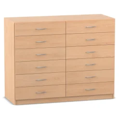 Flexeo Schrank mit 12 kleinen Schubladen, Buche hell, HxBxT: 99,1 x 126,4 x 50 cm