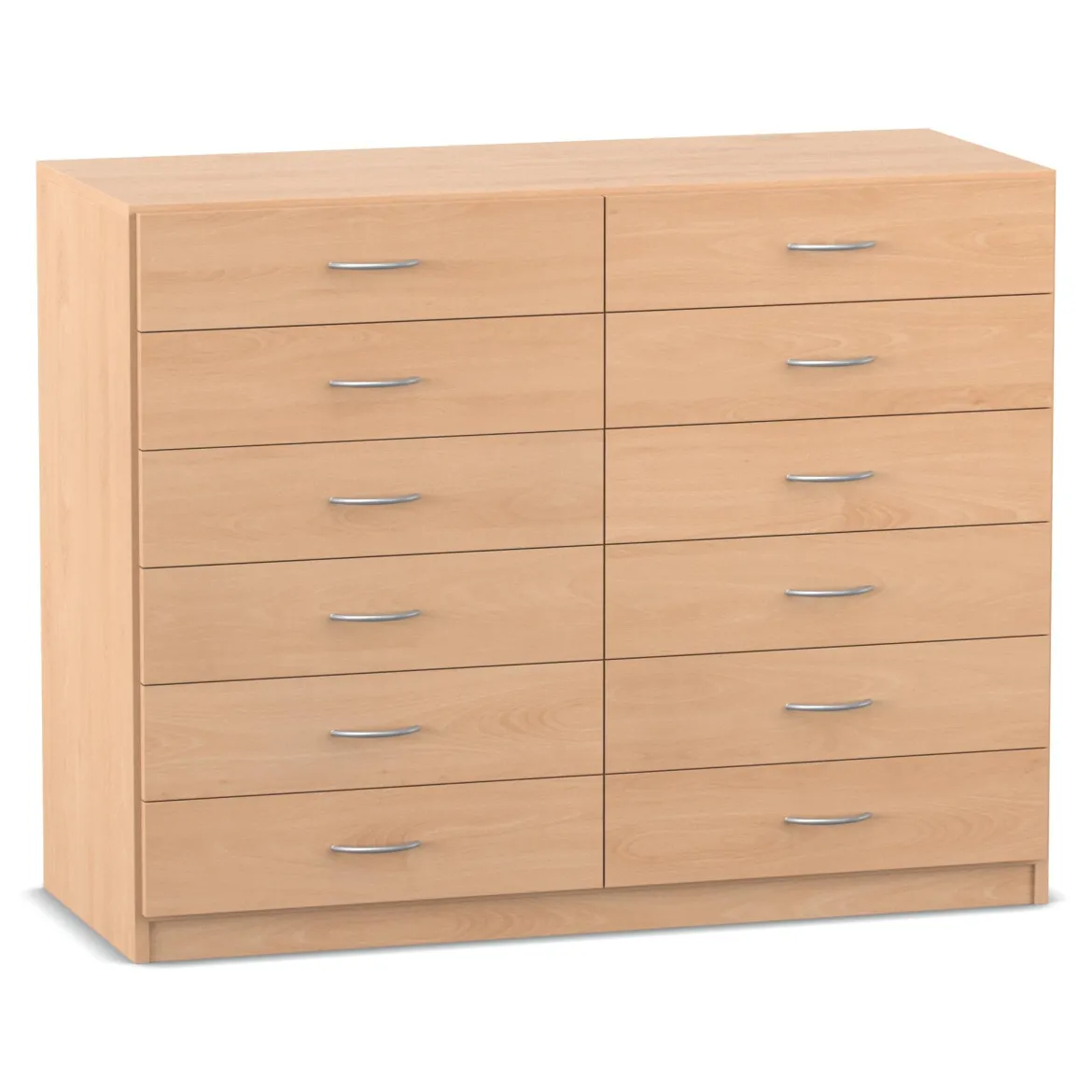 Flexeo Schrank mit 12 kleinen Schubladen, Buche hell, HxBxT: 99,1 x 126,4 x 50 cm