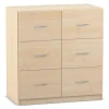Flexeo® Schrank 99,1x94,4x50 cm, 6 große Schubladen, Holzdekor Ahorn honig