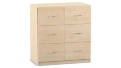 Flexeo® Schrank 99,1x94,4x50 cm, 6 große Schubladen, Holzdekor Ahorn honig