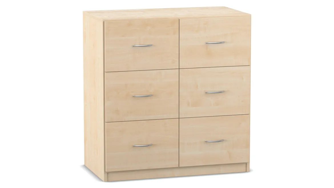 Flexeo® Schrank 99,1x94,4x50 cm, 6 große Schubladen, Holzdekor Ahorn honig