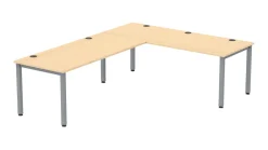 Flexeo® Schreibtisch, Buche hell, Breite 200 cm mit Anbau 113x80 cm