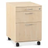 Flexeo® Schreibtisch-Container mit 3 Schubladen, Ahorn honig, HxBxT: 64,7 x 43,4 x 60,2 cm, Rollen, Bogengriff mit Schloss