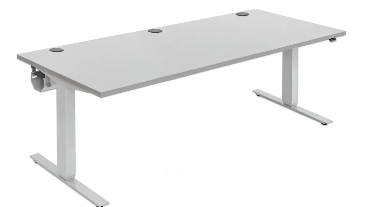 Flexeo® Schreibtisch 200 x 80 cm, Dekor grau, elektrisch höhenverstellbar 63 bis 129 cm
