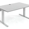 Flexeo Schreibtisch 140 x 80 cm, Dekor grau, elektrisch höhenverstellbar 63 bis 129 cm