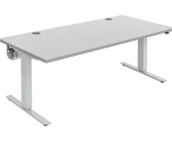 Flexeo® Schreibtisch 180 x 80 cm, elektrisch höhenverstellbar 63 bis 129 cm, weiß,