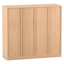 Flexeo Schulranzenregal PRO Buche hell, 4 Reihen, BxHxT 143,9x132,2x48 cm, Stellfüße