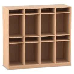 Flexeo Schulranzenregal PRO Buche hell, 4 Reihen, BxHxT 143,9x132,2x48 cm, Stellfüße