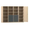 Flexeo Systemschrankwand Mars, Ahorn honig, HxBxT: 190 x 254,6 x 50 cm, 32 kleine Boxen transparent, 2 Türen, Bogengriff mit Schloss