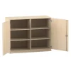 Flexeo Unterschrank Ahorn honig, Sockel, 6 Fächer, 99,1 x 126,4 x 50 cm, Bogengriff mit Schloss