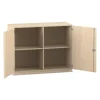 Flexeo® Unterschrank Ahorn honig, 99,1x126,4x40 cm, 4 Fächer, Schließart Bogengriff mit Schloss