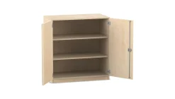 Flexeo® Unterschrank Ahorn honig, 99,1x94,4x60 cm, 3 Fächer, Schließart Schloss
