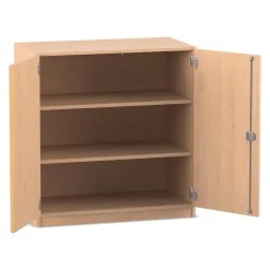 Flexeo Unterschrank, Buche hell, 3 Fächer, HxBxT: 99,1x94,4x40 cm, Bogengriff mit Schloss