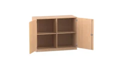 Flexeo® Unterschrank, Buche hell, 4 Fächer, HxBxT: 99,1 x 126,4 x 40 cm, Bogengriff mit Schloss