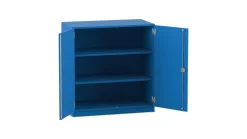 Flexeo® Unterschrank, Dekor blau, 3 Fächer, HxBxT: 99,1 x 94,4 x 50cm, Schloss