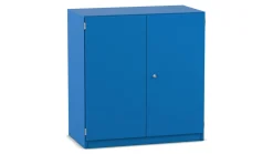 Flexeo® Unterschrank, Dekor blau, 3 Fächer, HxBxT: 99,1 x 94,4 x 50cm, Schloss