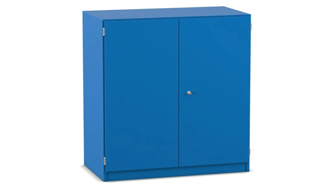 Flexeo® Unterschrank, Dekor blau, 3 Fächer, HxBxT: 99,1 x 94,4 x 50cm, Schloss