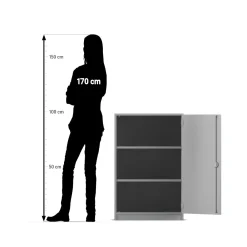 Flexeo® Unterschrank, 3 Fächer, Breite 64,1 cm, 1 Drehtür, Bogengriff mit Schloss