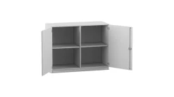 Flexeo® Unterschrank, grau, 99,1x126,4x60 cm, 4 Fächer, Schließart Schloss