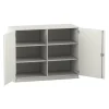 Flexeo Unterschrank weiß, Sockel, 6 Fächer, 99,1 x 126,4 x 40 cm, Bogengriff mit Schloss