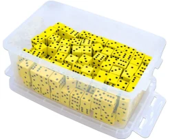 Flüsterwürfel, gelb, 19 mm, mit Augen, 200 Stück in Box