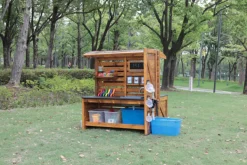 Forscherstation, für Wald und Garten, mit Wasserpumpe, aus Holz, Outdoor