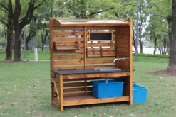 Forscherstation, für Wald und Garten, mit Wasserpumpe, aus Holz, Outdoor