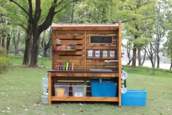 Forscherstation, für Wald und Garten, mit Wasserpumpe, aus Holz, Outdoor