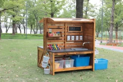 Forscherstation, für Wald und Garten, mit Wasserpumpe, aus Holz, Outdoor