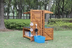 Forscherstation, für Wald und Garten, mit Wasserpumpe, aus Holz, Outdoor