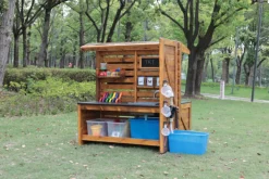 Forscherstation, für Wald und Garten, mit Wasserpumpe, aus Holz, Outdoor