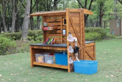 Forscherstation, für Wald und Garten, mit Wasserpumpe, aus Holz, Outdoor