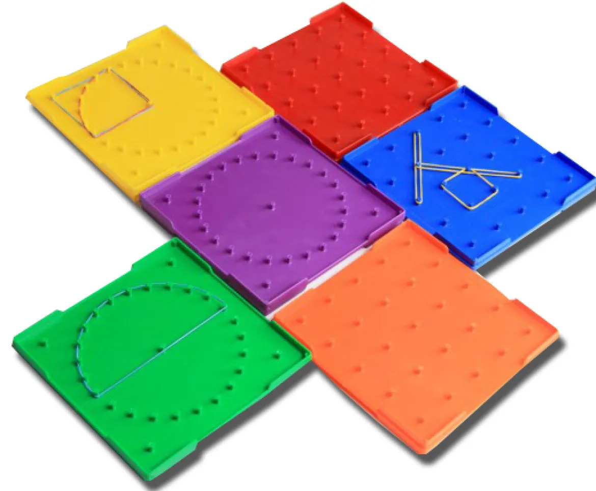 Geobrett 5x5 doppelseitig 15 cm, 6 Stück, Kreis und Quadrat