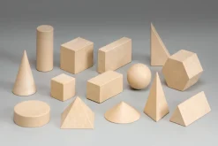 14 geometrische Figuren, Set Geometrische Körper aus RE-Wood®, 1.-4. Klasse