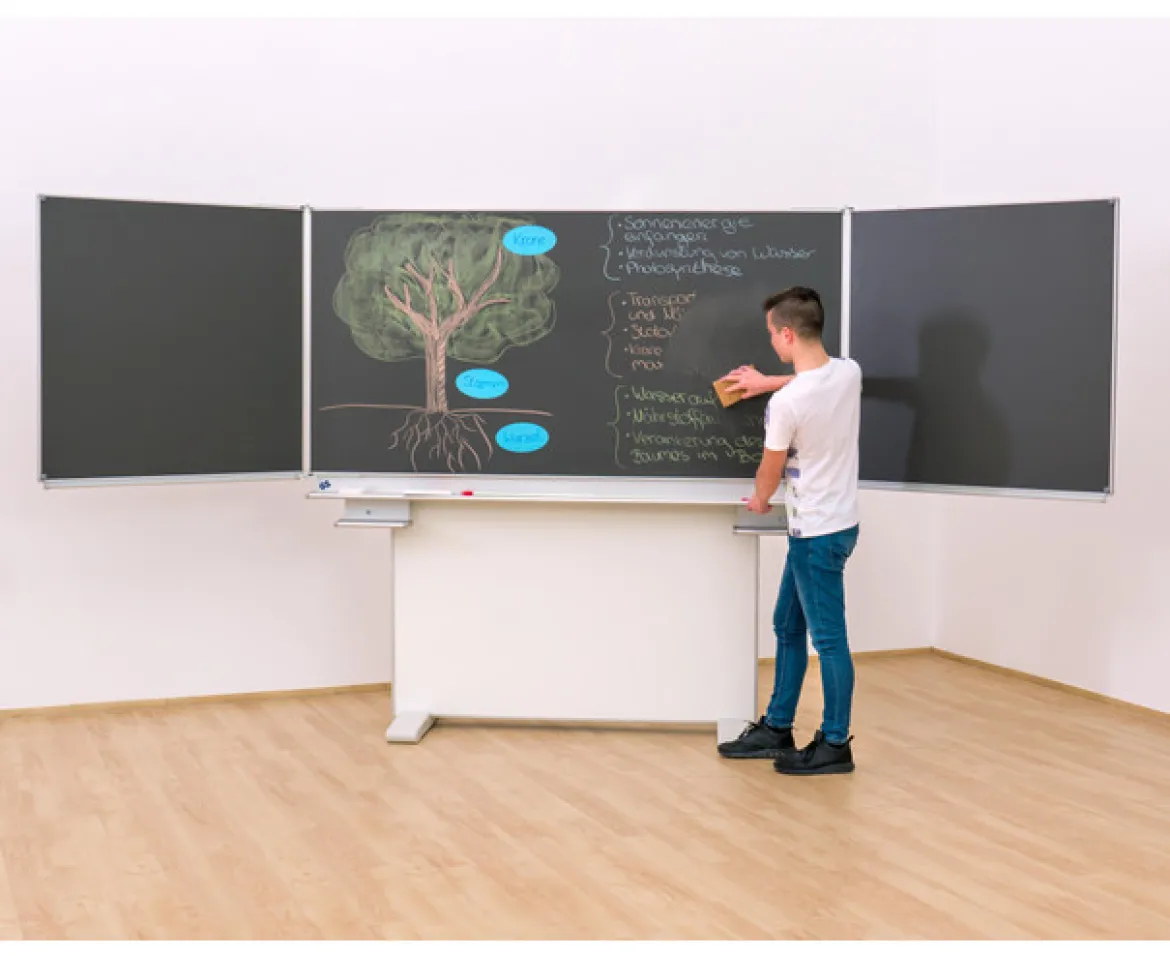 Gestell-Klappschiebetafel, anthrazit, 150x100cm, freistehend und GS-geprüft