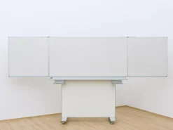 Gestell-Klappschiebetafel, fahrbar und GS-geprüft, weiß, 150x100cm