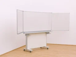 Gestell-Klappschiebetafel, fahrbar und GS-geprüft, weiß, 150x100cm