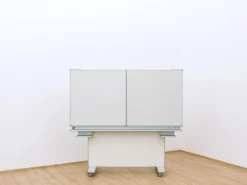 Gestell-Klappschiebetafel, fahrbar und GS-geprüft, weiß, 150x100cm