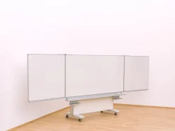 Gestell-Klappschiebetafel, fahrbar und GS-geprüft, weiß, 150x100cm