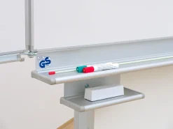 Gestell-Klappschiebetafel, fahrbar und GS-geprüft, weiß, 150x100cm